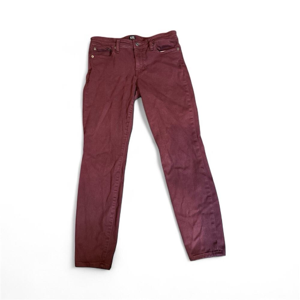 Gap Legging Jean Sz 27R Jegging Skinny Stretchy Maroon Denim Pants 2018 Low Rise
